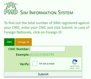 Cnic Sims Numbers